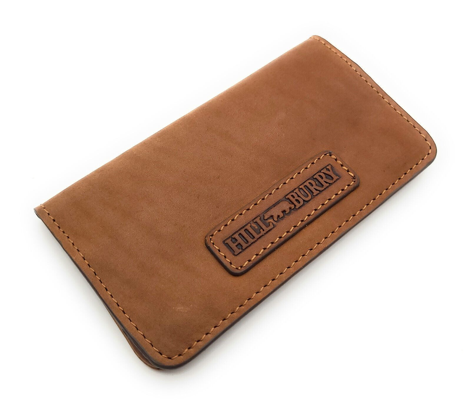 Hill Burry Tabakbeutel echt Leder Tabaktasche Tabak Etui Beutel mit Blättchen Fach braun