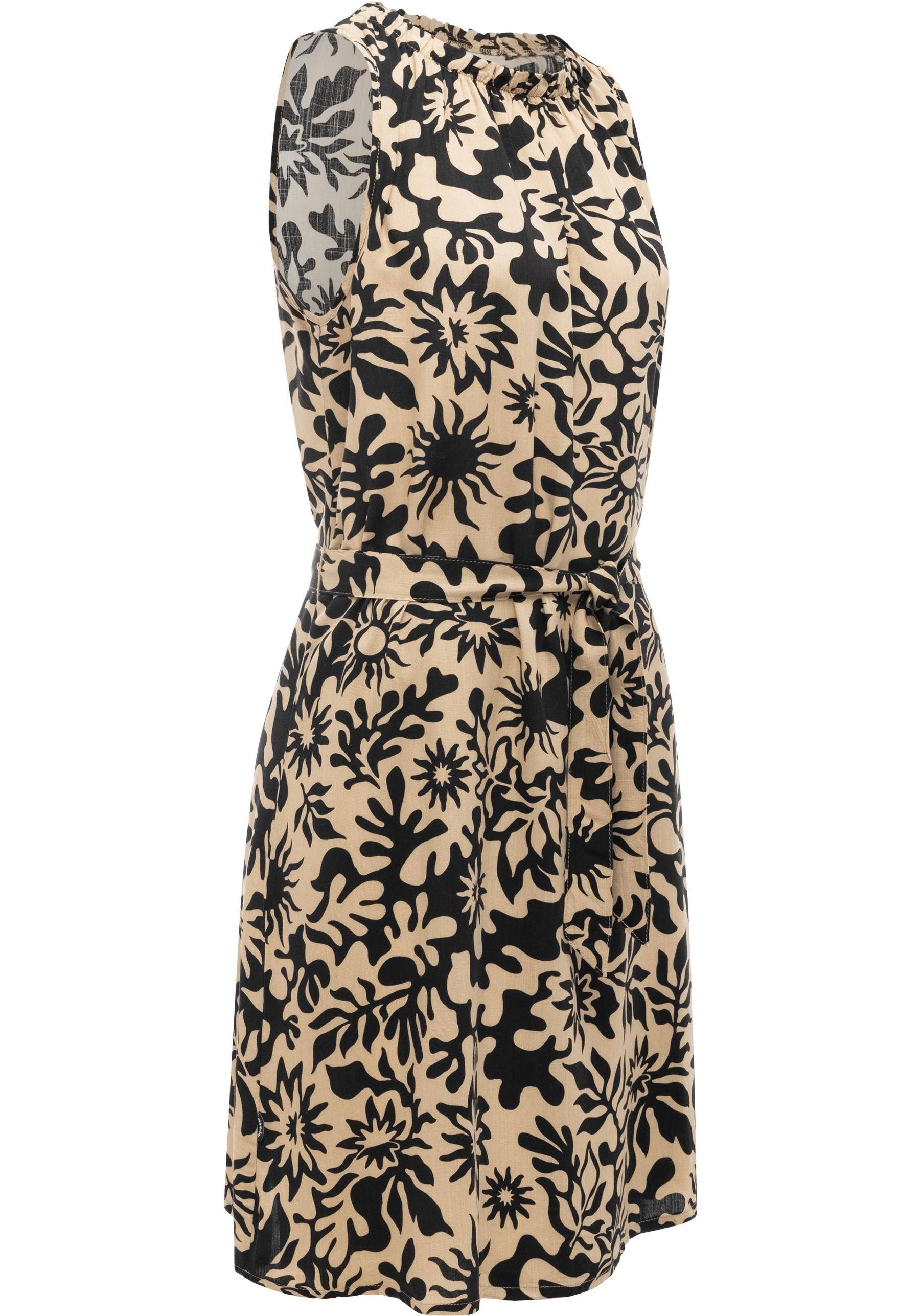 Ragwear Strandkleid Isalie Print Leichtes Sommerkleid mit Rüschenkragen