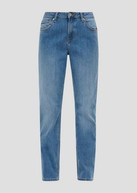 QS Stoffhose Jeans Catie / Mid Rise / Straight Leg Label-Patch