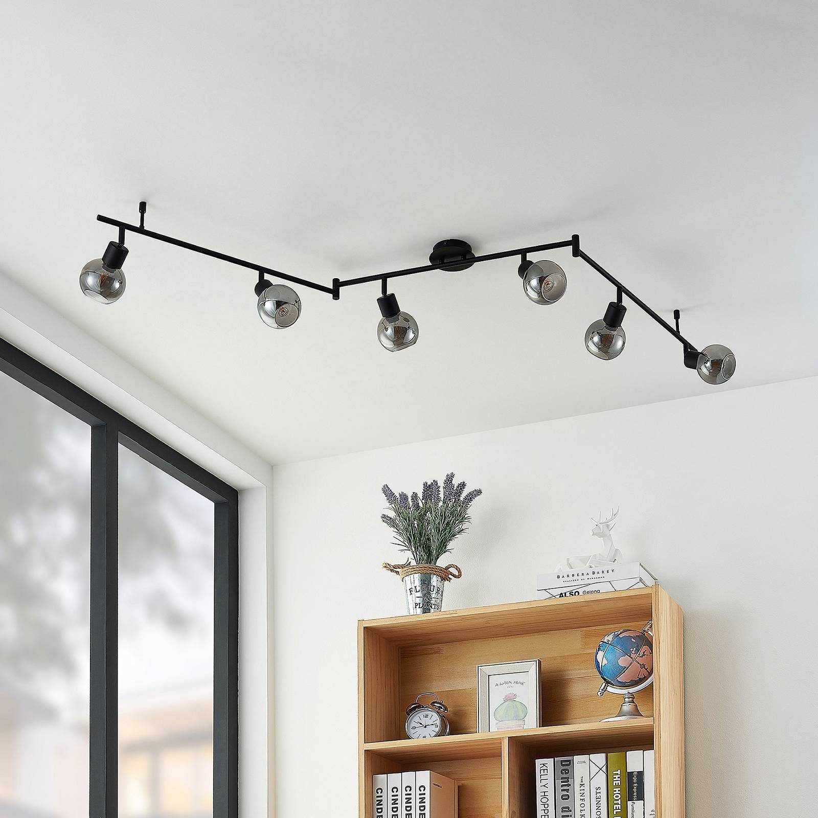 Lindby Deckenstrahler Eridia, Metall, Schwarz warmweiß IP20, 6 x 4 W LED, warmweiß