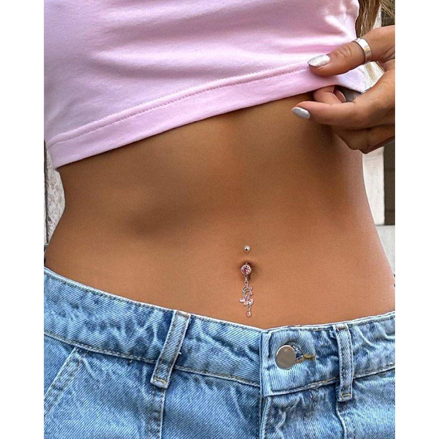 LuxusKollektion Bauchnabelpiercing 10Pcs 14G Bauchnabelpiercing Damen Chirurgenstahl Rosa Blau CZ – Bild 5 von 5
