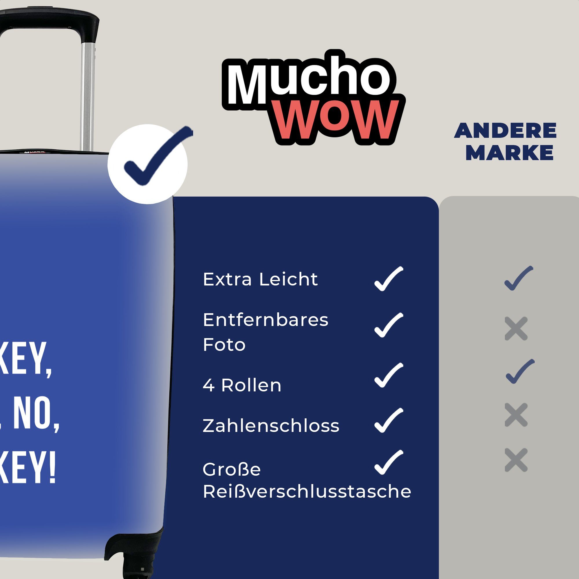 MuchoWow Ferien, 4 Reisekoffer Zitate Mikey! Reisetasche Mikey, rollen, nein, Trolley, Nein - nein, mit - Blau, Handgepäck für Handgepäckkoffer Rollen,