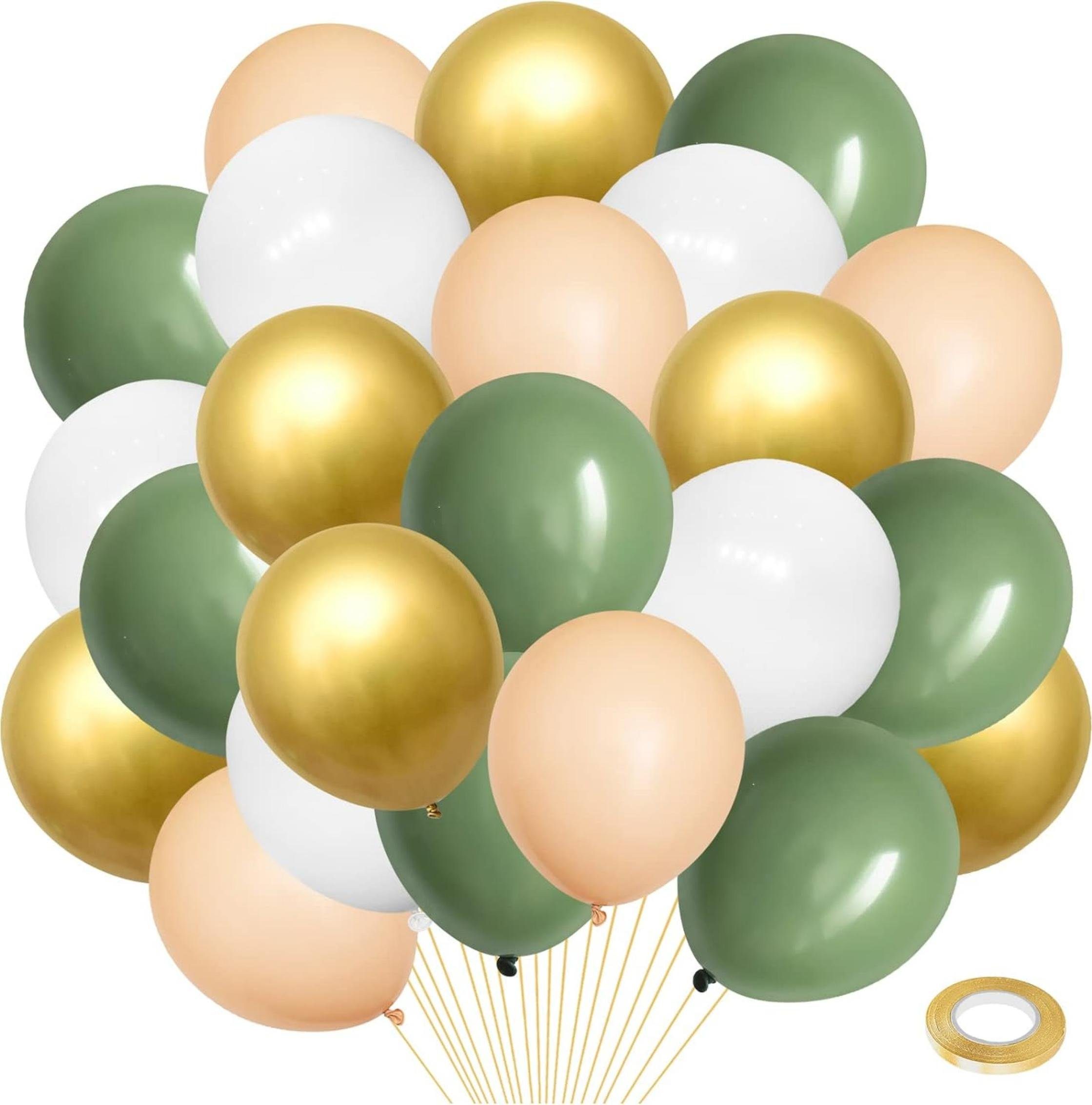Coonoor Luftballon Geburtstag 50 pcs Grün Luftballons Girlande Deko Gold