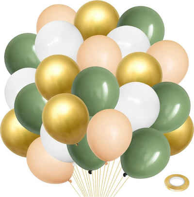 Coonoor Luftballon 50 pcs Luftballons Girlande Deko Gold Grün Geburtstag