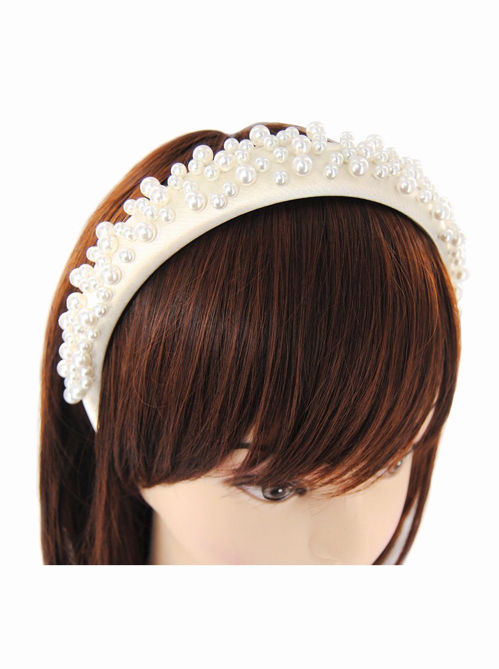 gepolstertes Damen Metallicfarbe, Haarreif Perlen Metallic-Optik und Breiter Haareifen Haarband mit Stoff in axy Vintage Haarreif