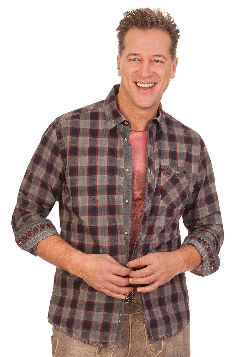 KRÜGER BUAM Trachtenhemd Trachtenhemd - FABIAN - blau, rot