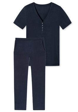 Schiesser Pyjama Modal (Set, 2 tlg) Schlafanzug - Lounge T-Shirt und lange Hose im Set