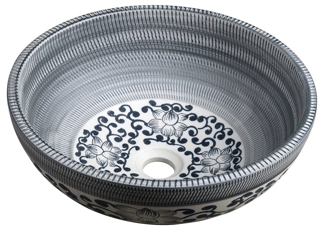 Sapho Waschtisch PRIORI Keramik-Waschtisch Ø 41 cm, blau mit Muster, Sapho-PI036