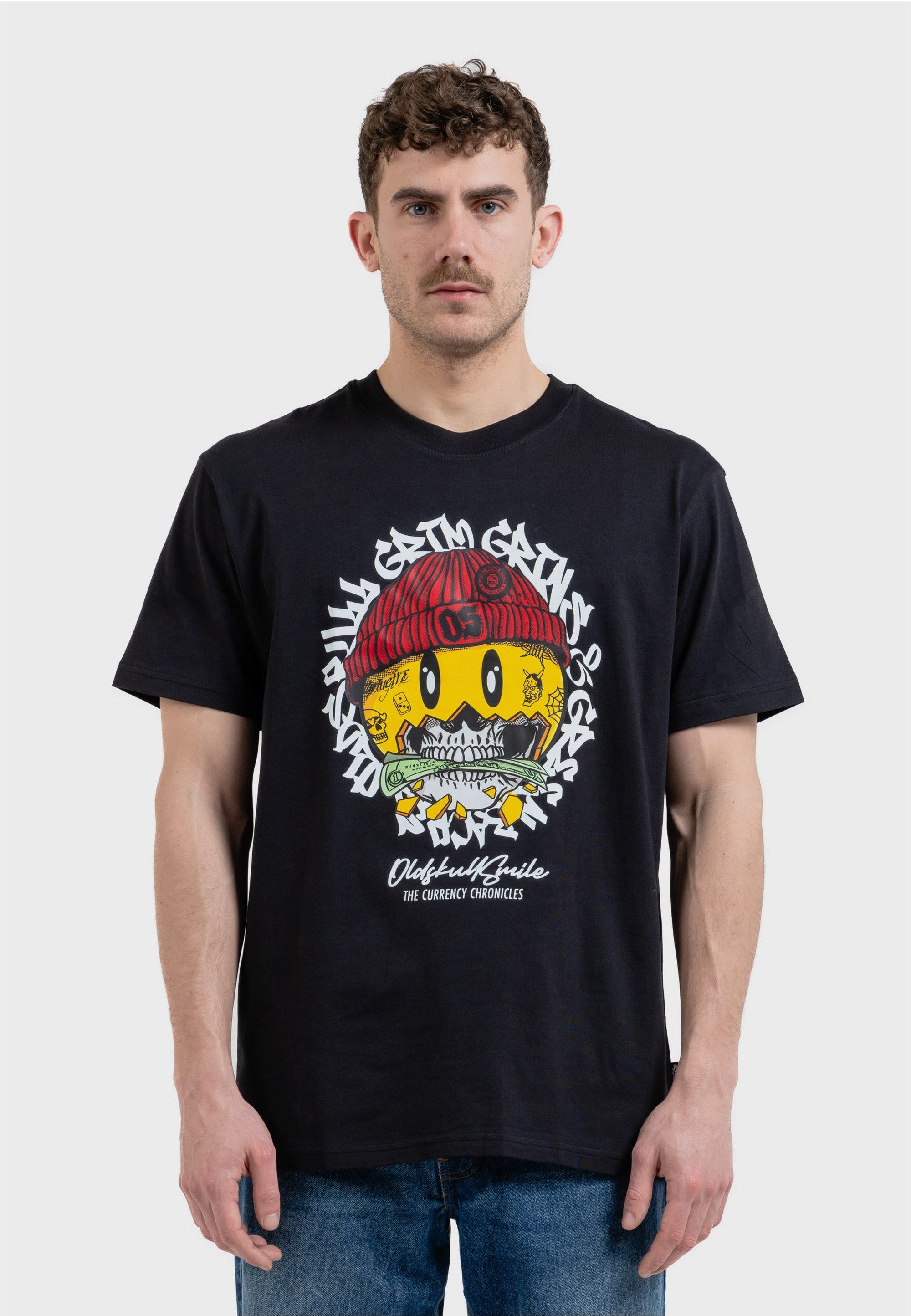 Oldskull T-Shirt Xtreme Smiley Cash Skull Graphic Vintage-Vibe in modernem Look