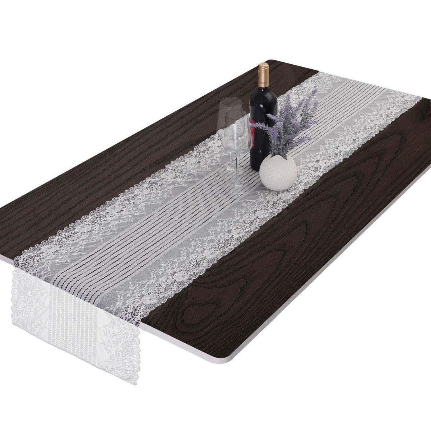 LuxusKollektion Tischläufer Spitze Tischläufer weiß 87x39cm (1-tlg)