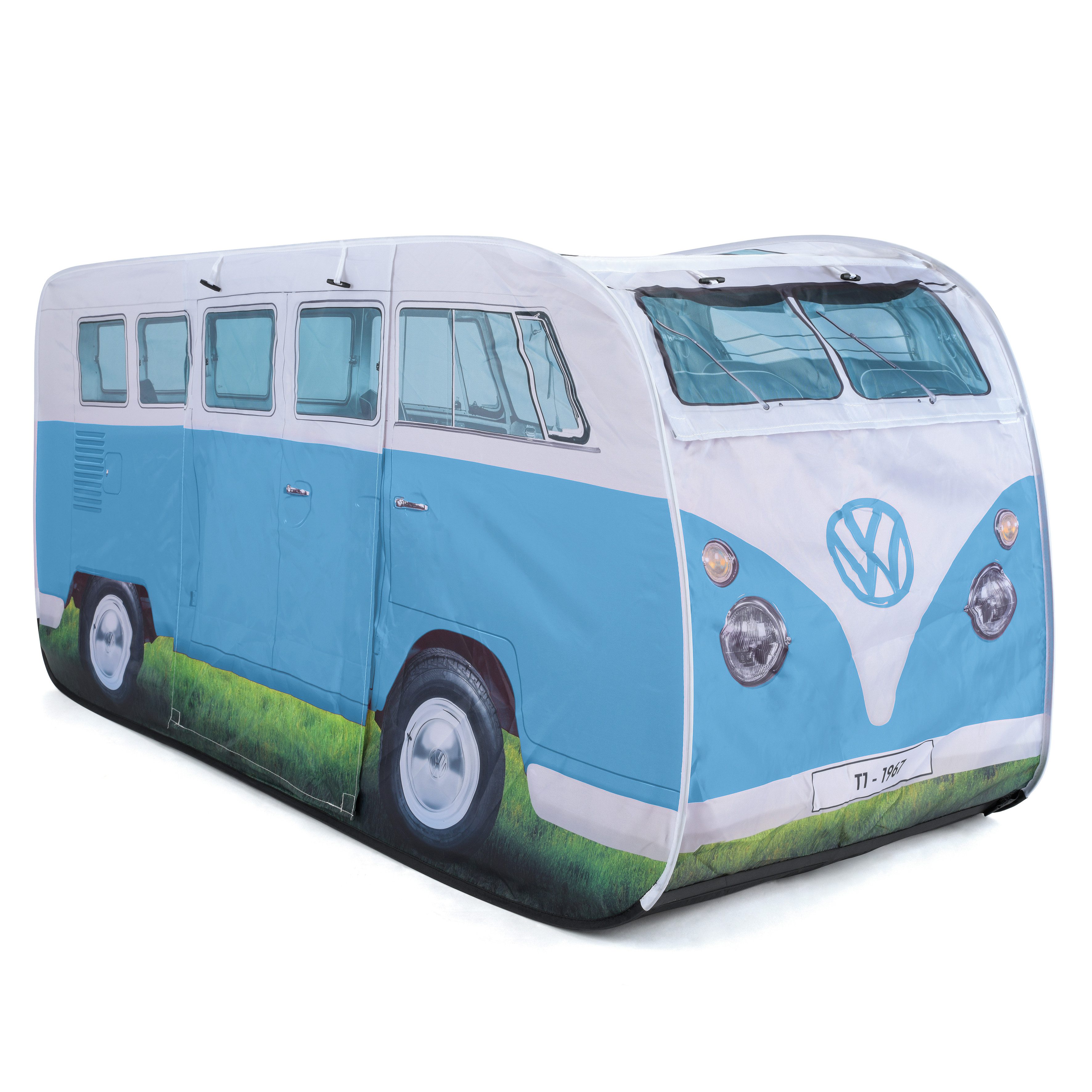 VW Collection by BRISA Spielzelt Volkswagen Pop-Up-Zelt im T1 Bulli Bus Design 165 cm (Komplettset mit klarer Anleitung, 1) Kinderzelt mit Fenstern