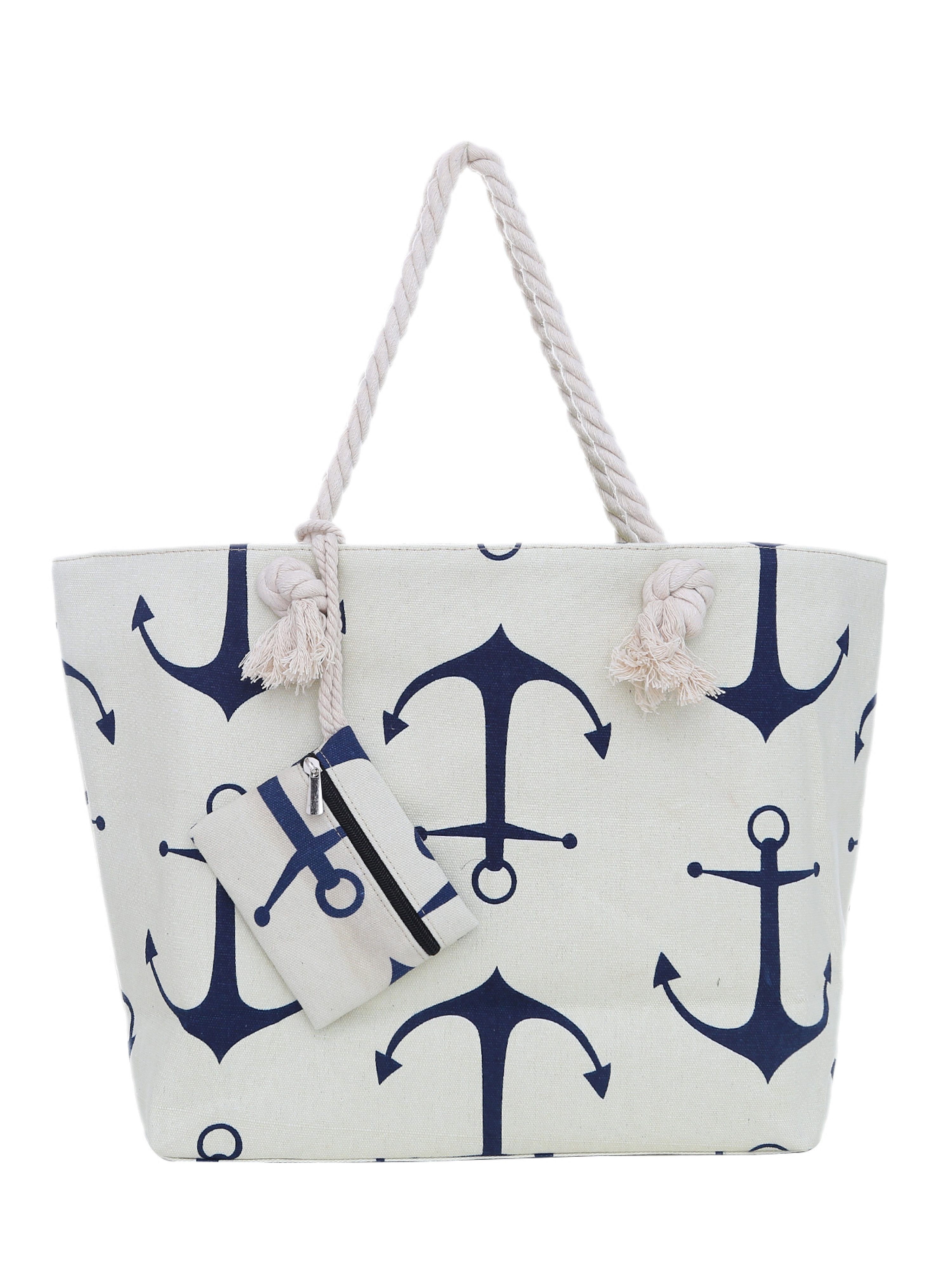 DonDon Strandtasche Shopper Schultertasche Beach Style (2-tlg), Große Strandtasche, mit Reißverschluss, tolle Motive
