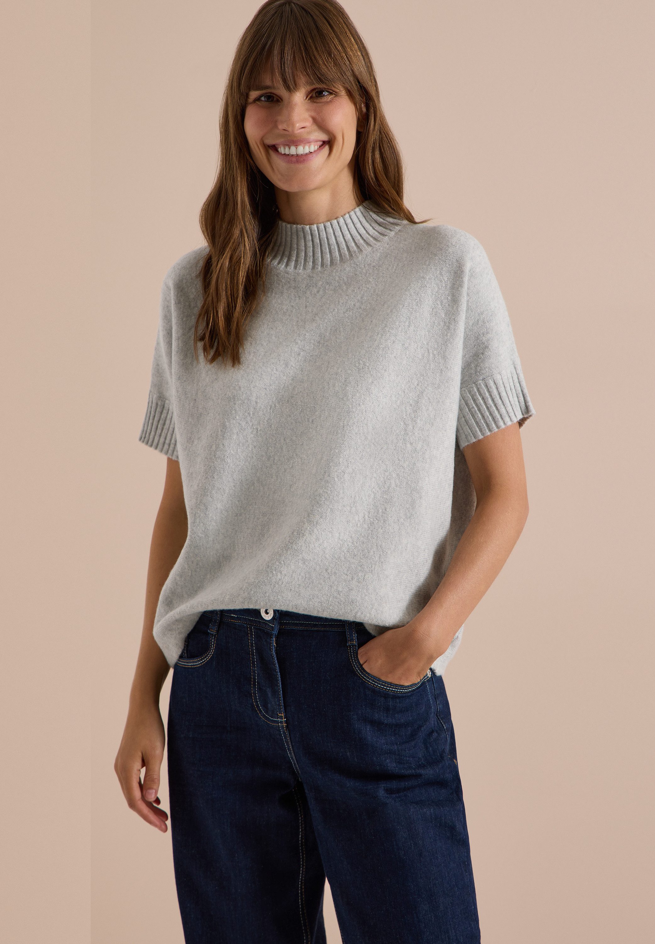 CECIL Kurzarmpullover im angenehmen Materialmix