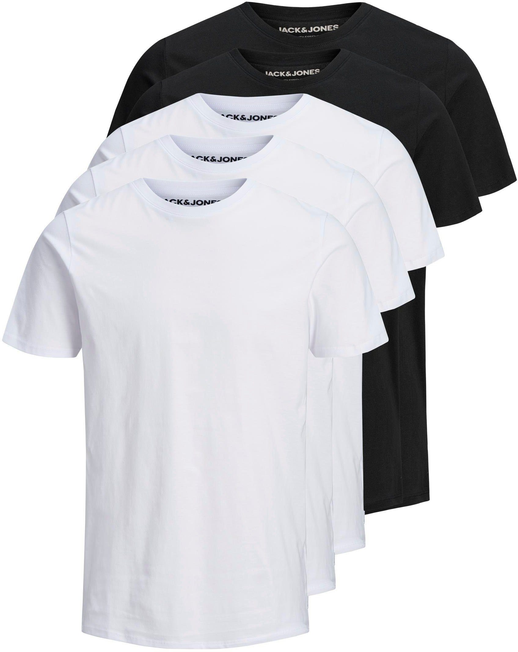 schwarz 5er-Pack) ORGANIC Jones T-Shirt 5-tlg., & BASIC weiß, TEE (Packung, Jack