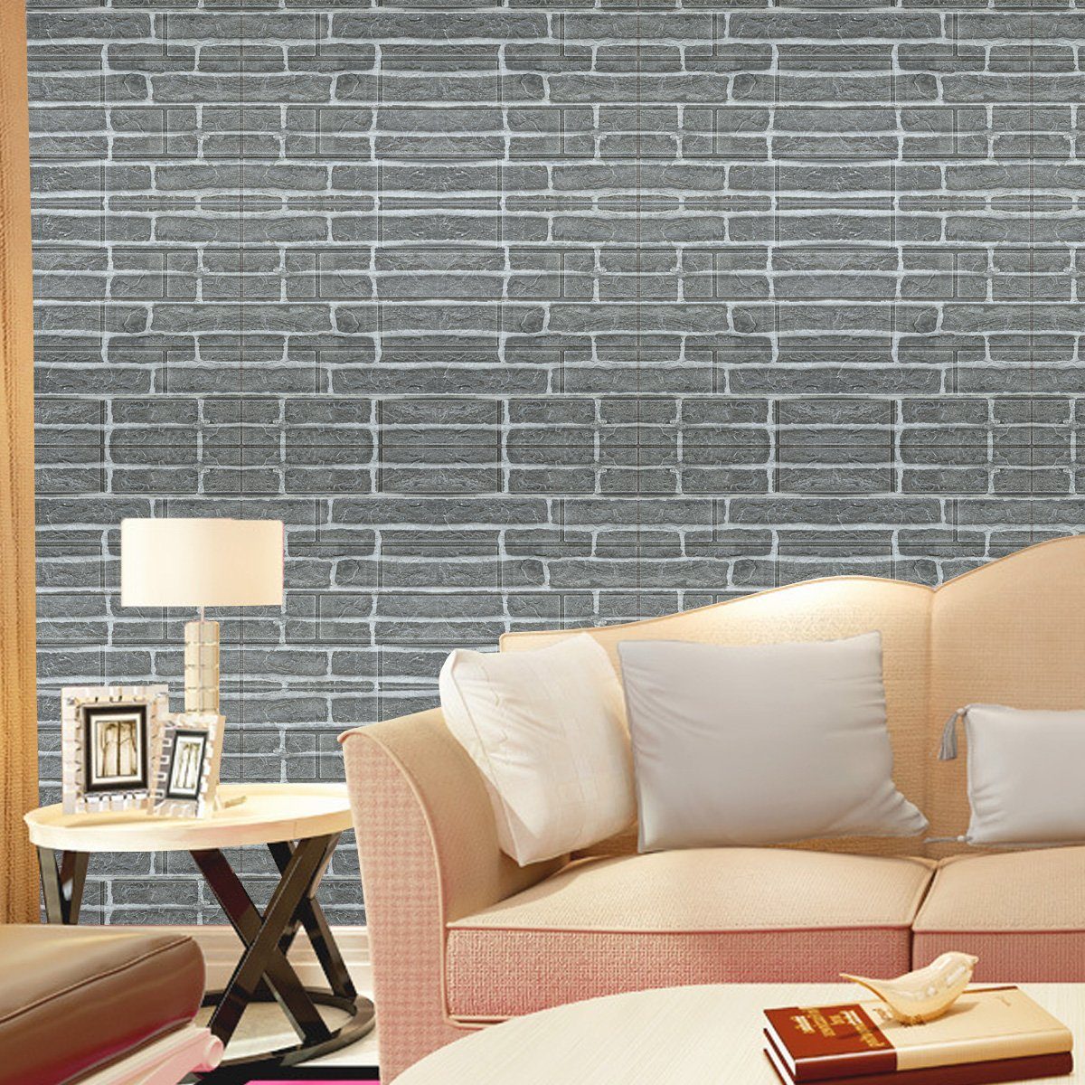 Grau Schlafzimmer Jormftte 3D-Ziegelstein-Tapete,schaum-Ziegelstein-Wandpaneele,für Fototapete