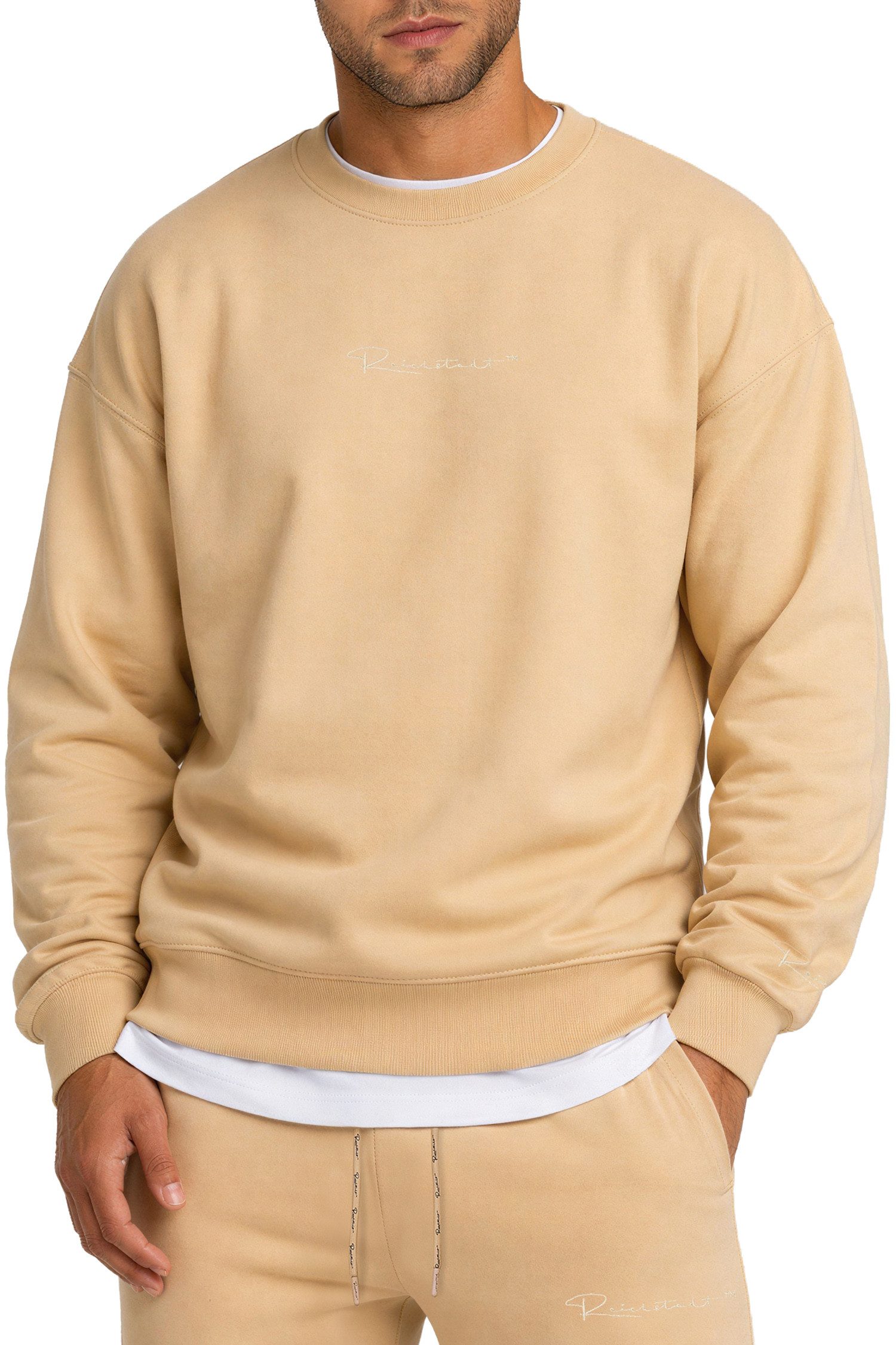 Reichstadt Sweatshirt Herren Regular Fit Pullover Logo-Stitching 23RS037 mit Eleganten Details