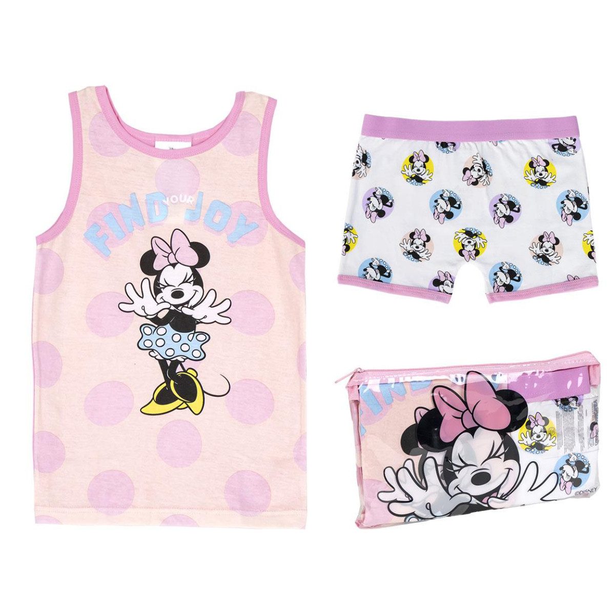 Disney Minnie Mouse Pyjama Schlafanzug Kinder Set & Nachtwäsche aus 100 % Baumwolle mit Tasche