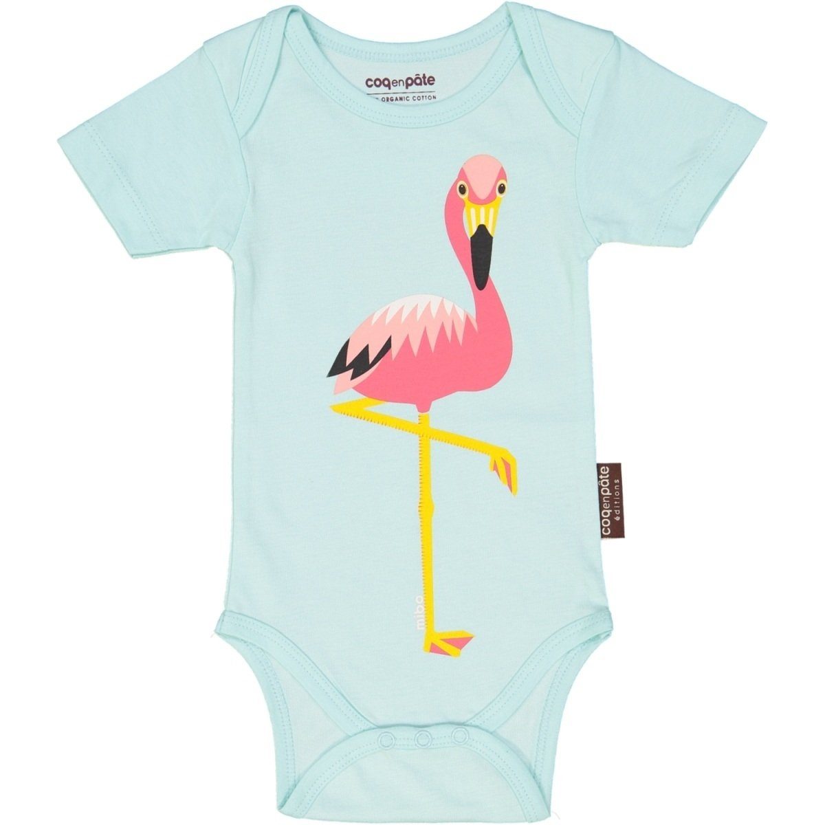 COQ EN PATE Kurzarmbody Body kurzarm 3-6 Monate 68 cm farbenfroh mit Tiermotiven Hellblau Flamingo