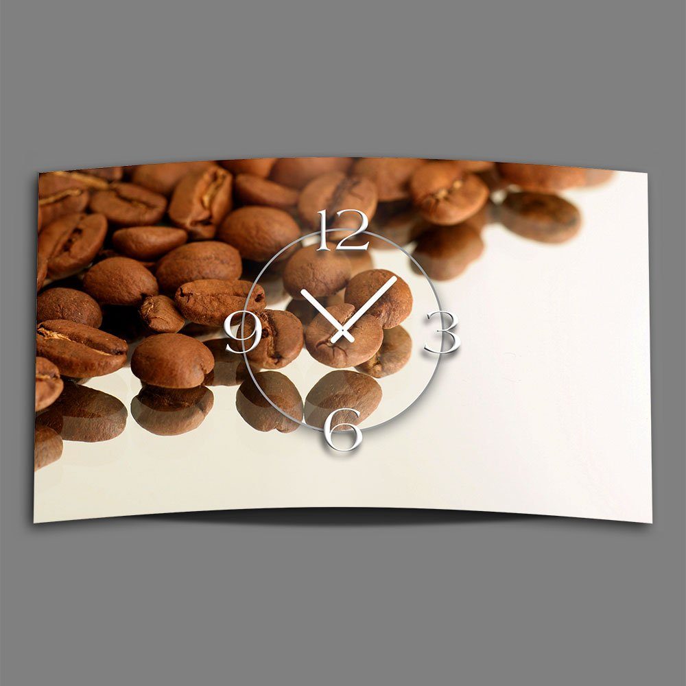 modernes leise Motiv dixtime Wanduhr 4mm Kaffeebohnen (Einzigartige 3D-Optik Design aus Designer Wanduhren Alu-Dibond) Wanduhr