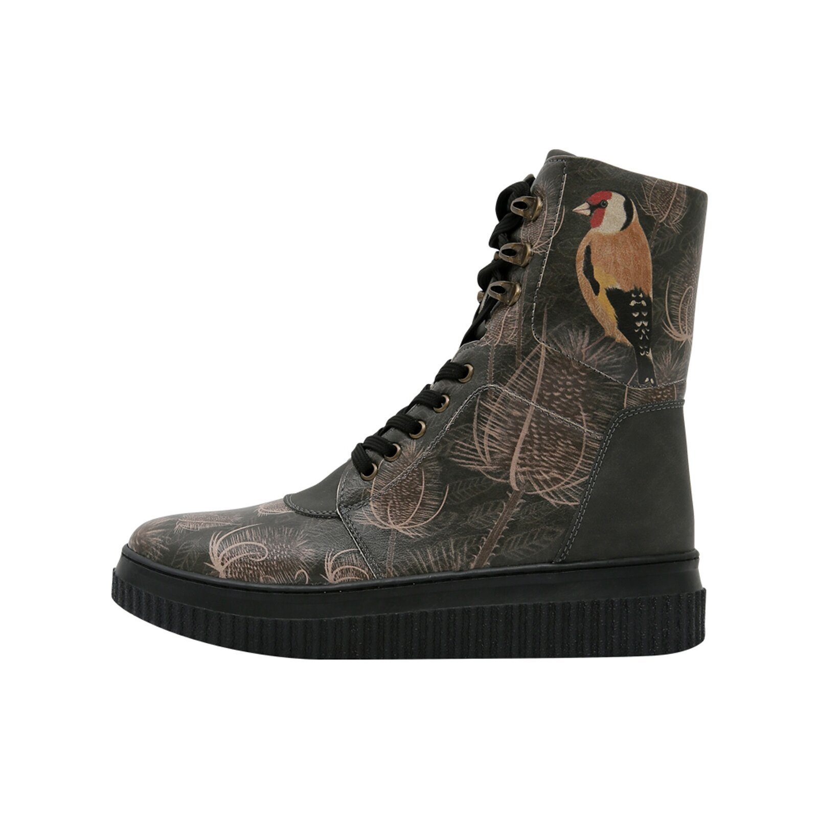 Damen DOGO Vegan Braun-Gelb Boots Schnürboots Future