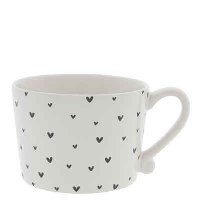 Bastion Collections Tasse Tasse mit Henkel little Hearts Keramik weiß schwarz, Keramik, handbemalt