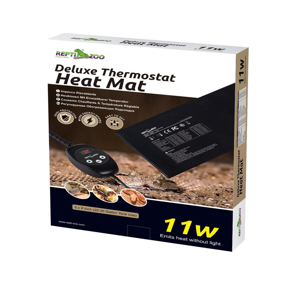 Terrarium NEU: ReptiZoo Deluxe Heizmatte mit Thermostat 11 Watt 15x 20cm (CHM11)
