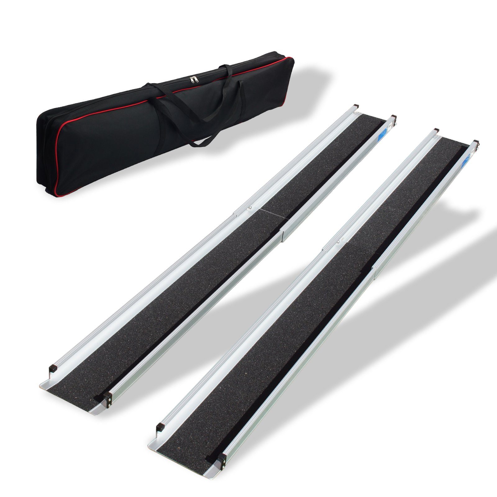 TRUTZHOLM Auffahrrampe Teleskoprampe 135-244 cm Traglast 272kg Alu Rollstuhlrampe mit Tasche (2-St., 2er Set), beschichtet,Antirutsch