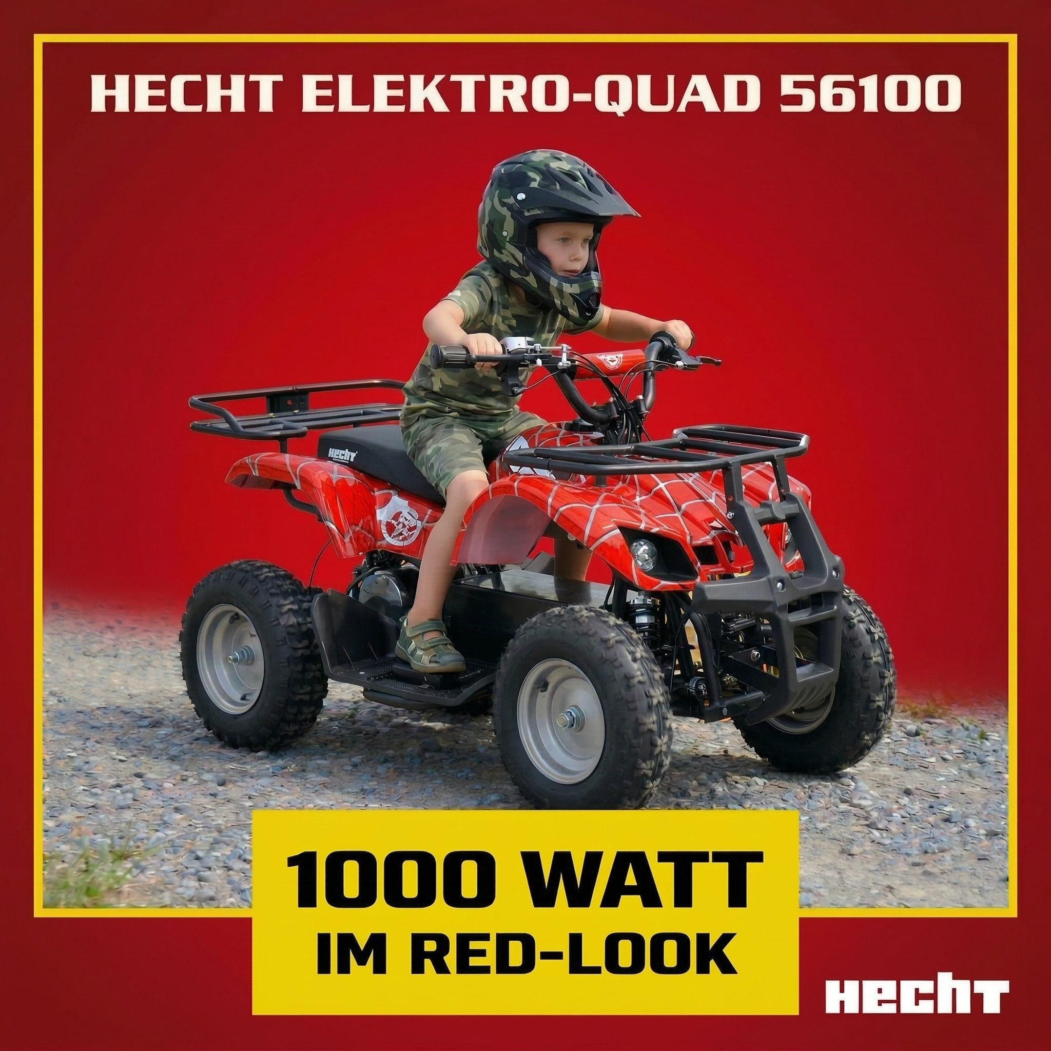 Hecht Elektro-Kinderquad 1000W bis 25 km/h 36V/12Ah Akku, Belastbarkeit 65 kg, Scheibenbremsen, Einstellbare Federung