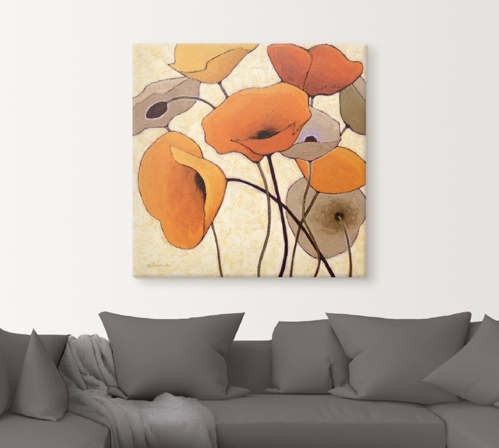 Artland Leinwandbild Kürbismohn III, Blumen (1 St), auf Holzrahmen gespannt