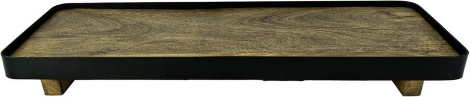 NOOR LIVING Servierplatte, Holz, (1-tlg), aus exclusivem Mango-Holz, Aus  hochwertigem Mangoholz