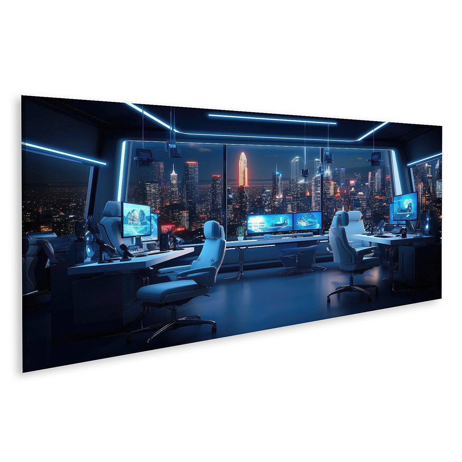 islandburner Leinwandbild Smart City Arbeitsplatz futuristisches Büro High Tech Möbel Bilder