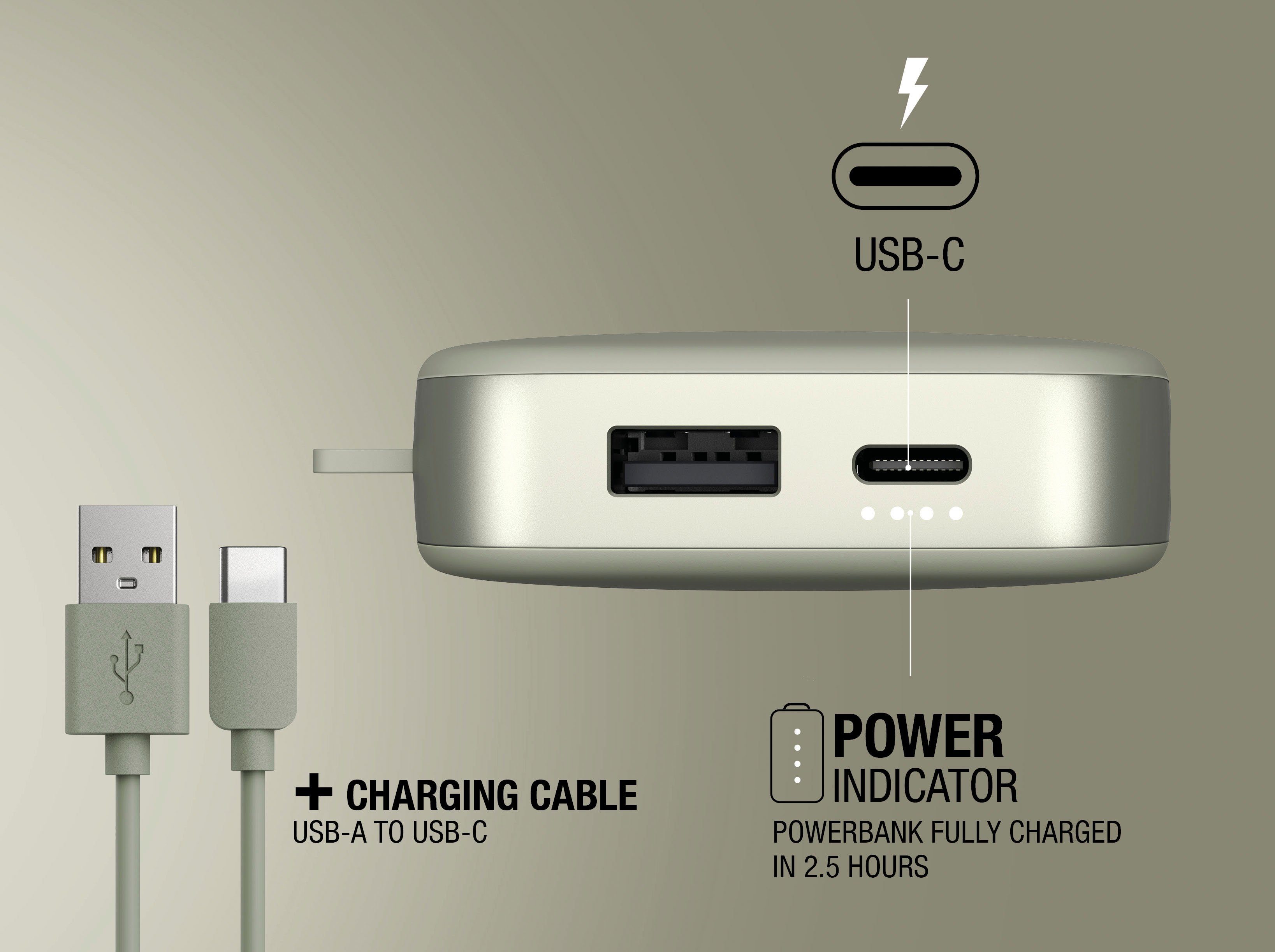 20W grün Fast Pack 12000mAh USB-C, PD Ultra mit Fresh´n Rebel Powerbank & Charge Power