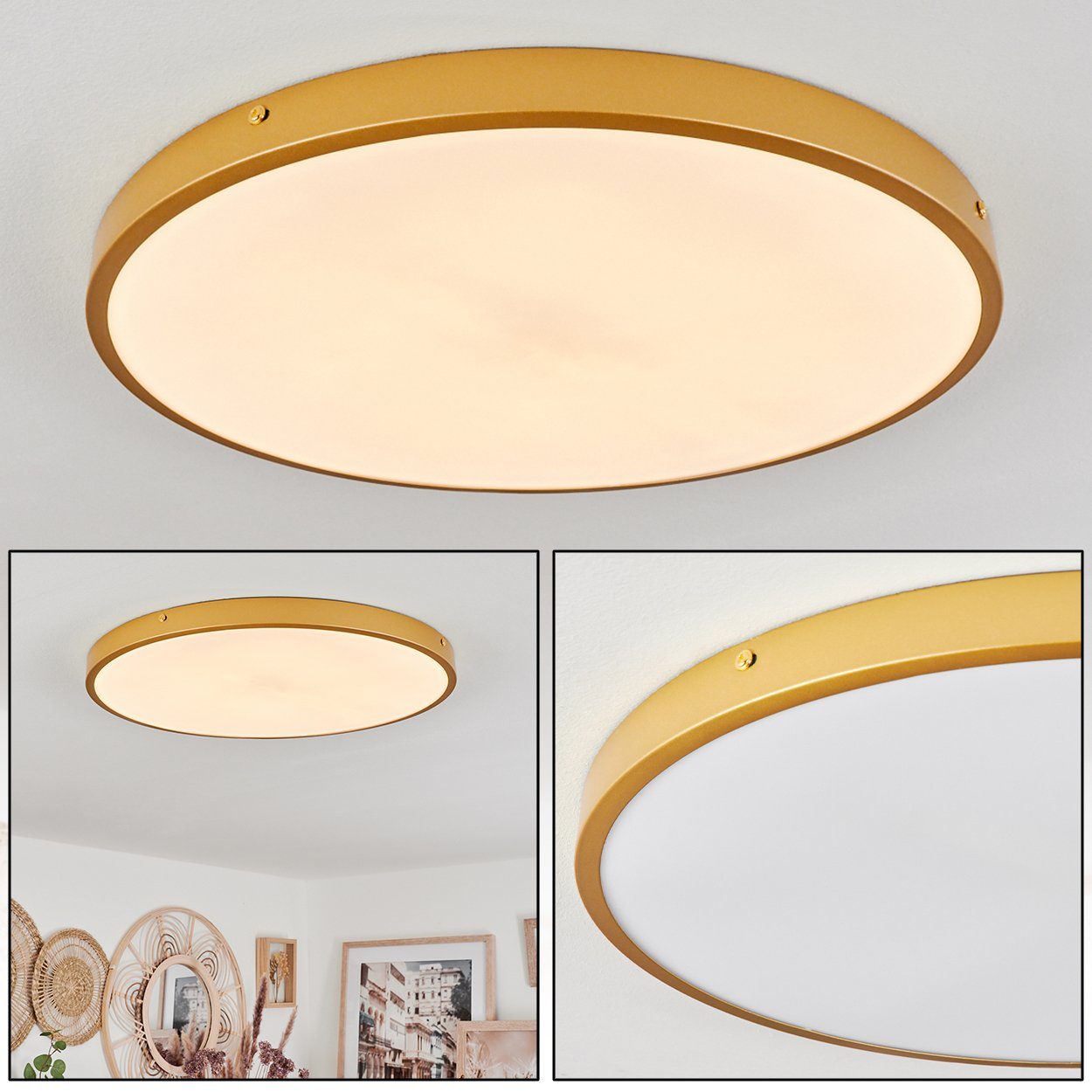 hofstein Deckenleuchte moderne Deckenlampe Messingfarben/Weiß, (45 Leuchte wechselbar, aus 3360 cm), Lumen, Kelvin, runde 30 3000 Watt LED in Metall/Kunststoff