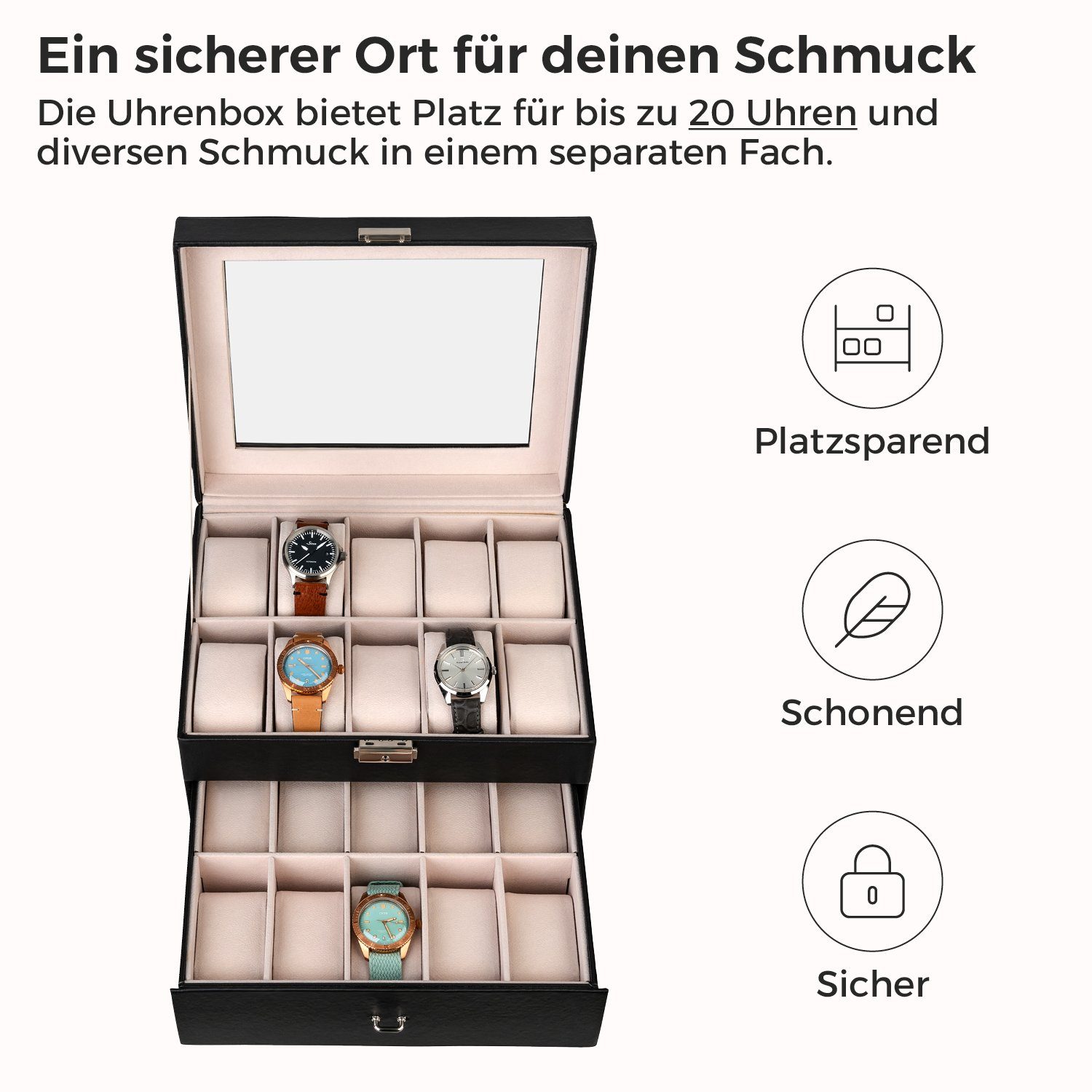 shelfmade Uhrenbox Uhren Aufbewahrung Uhrenbox Uhrenkoffer günstig online kaufen