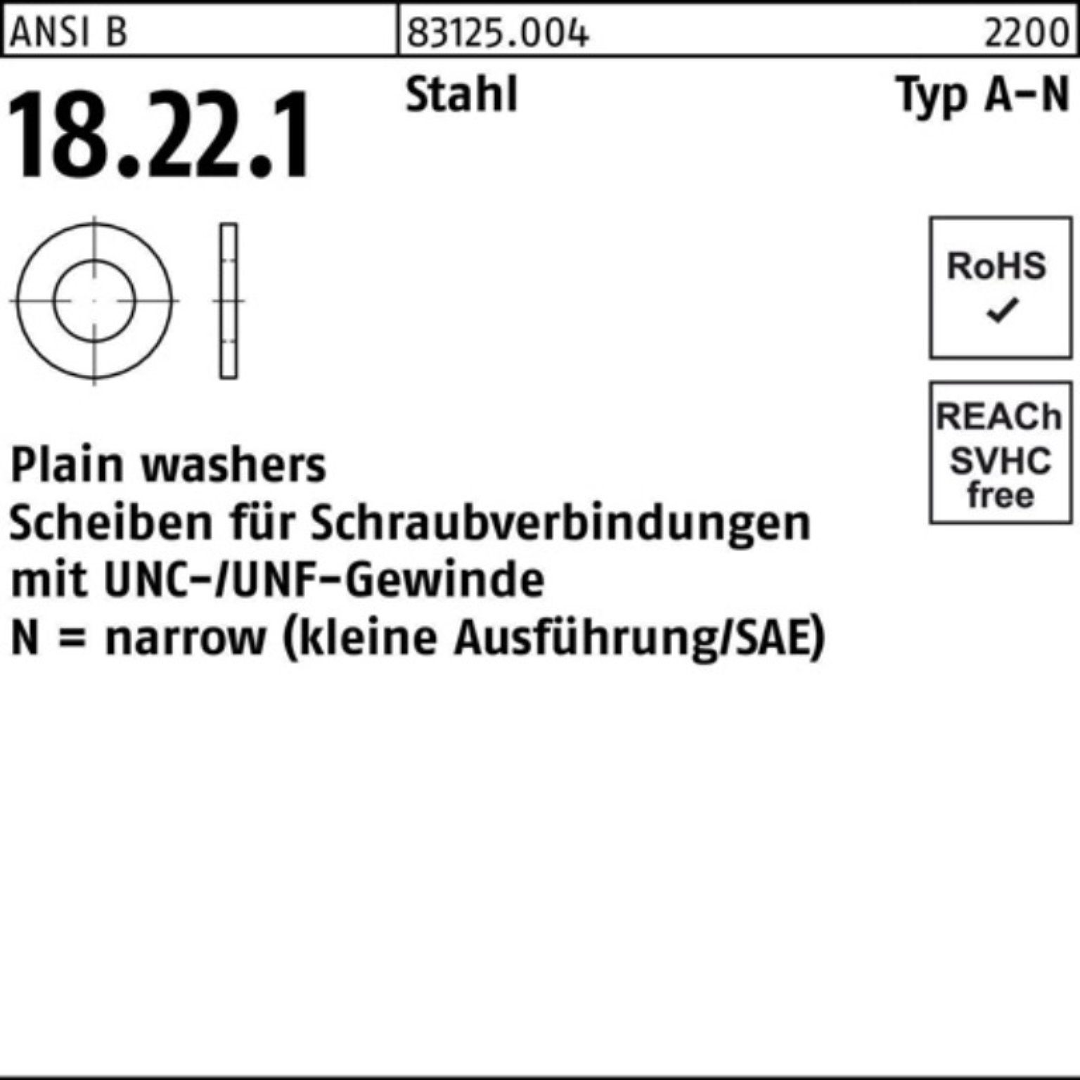 S Typ N Unterlegscheibe 9/16x Unterlegscheibe Pack 1,156 200 200er Reyher Stahl ANSI B18.22.1