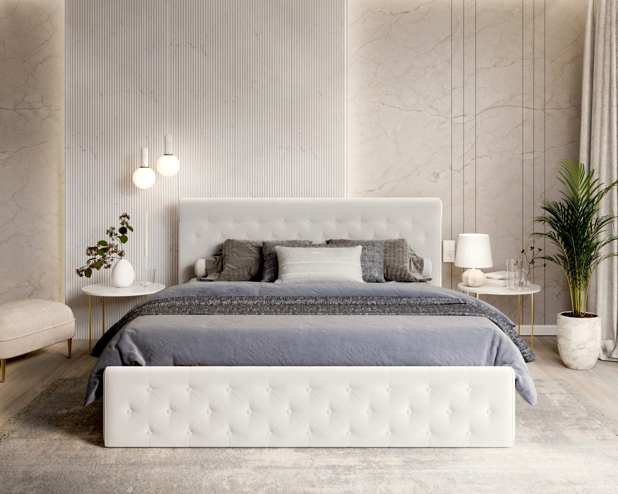 thematys Polsterbett 120x200–180x200 cm – Velours Samt Bett mit Bettkasten & Lattenrost (Optional mit 23 cm Taschenfederkern-Matratze H2 - hydraulisches Stauraumbett)