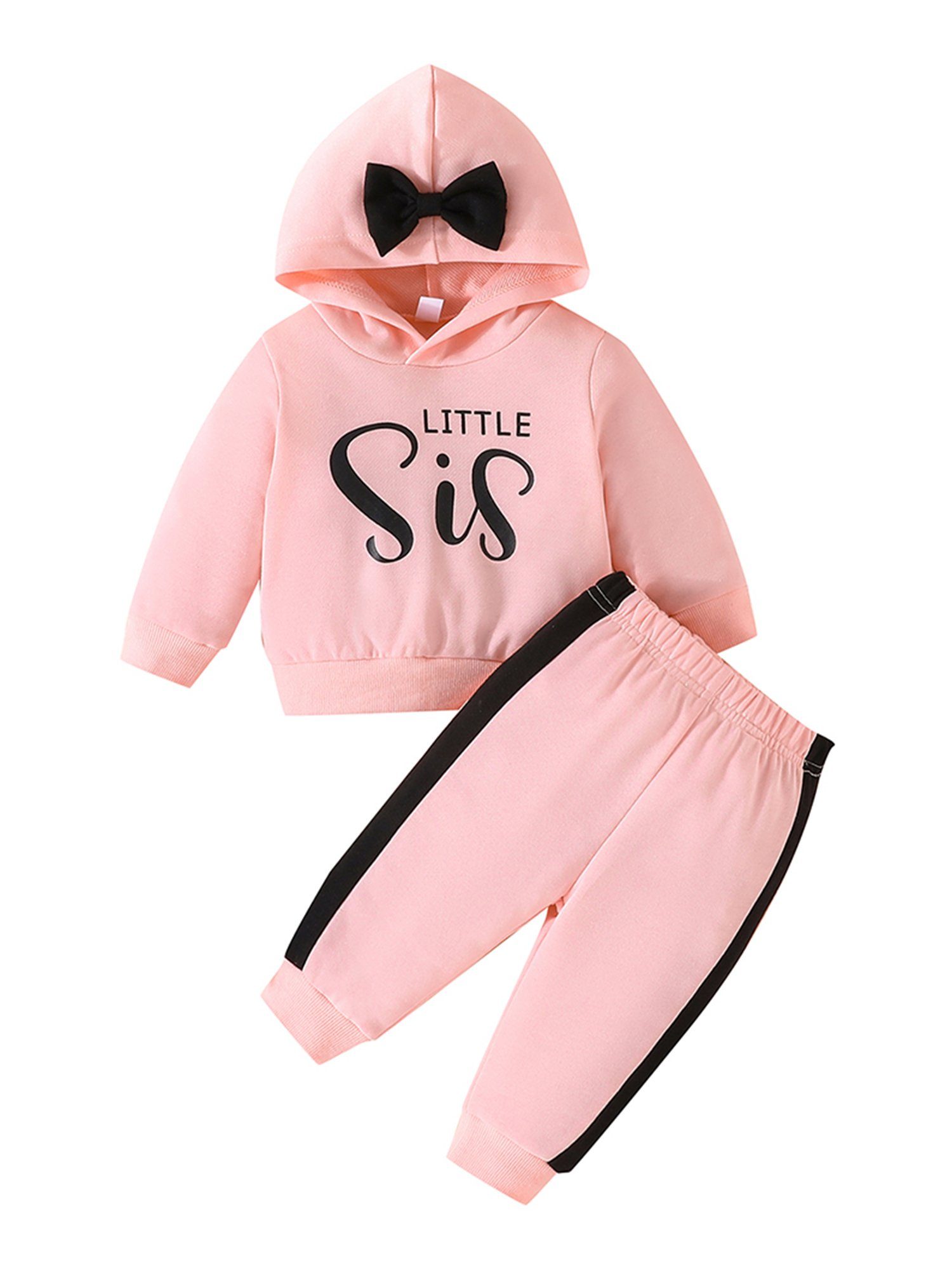 LAPA Top & Hose Süße lässige Kleidung für Mädchen im Frühling Herbst (Set, 2-tlg) Kapuzenpullover und Hosen, Kapuze mit Schleife Rosa | Shirt-Sets