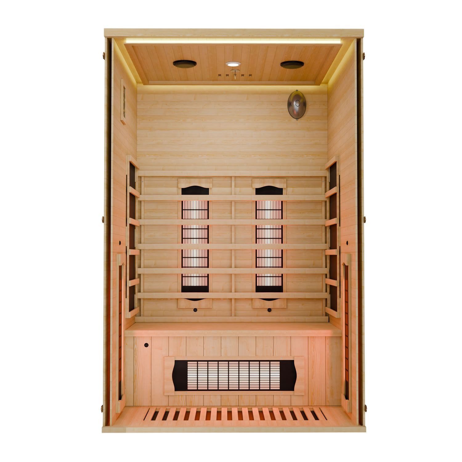 Artsauna Infrarotkabine Kiruna120 Dual Technologie, BxTxH: 120 x 105 x 190 cm, für 2 Personen, Hemlock-Holz, HiFi-System, Ionisator, LED-Farblicht – Bild 2 von 5
