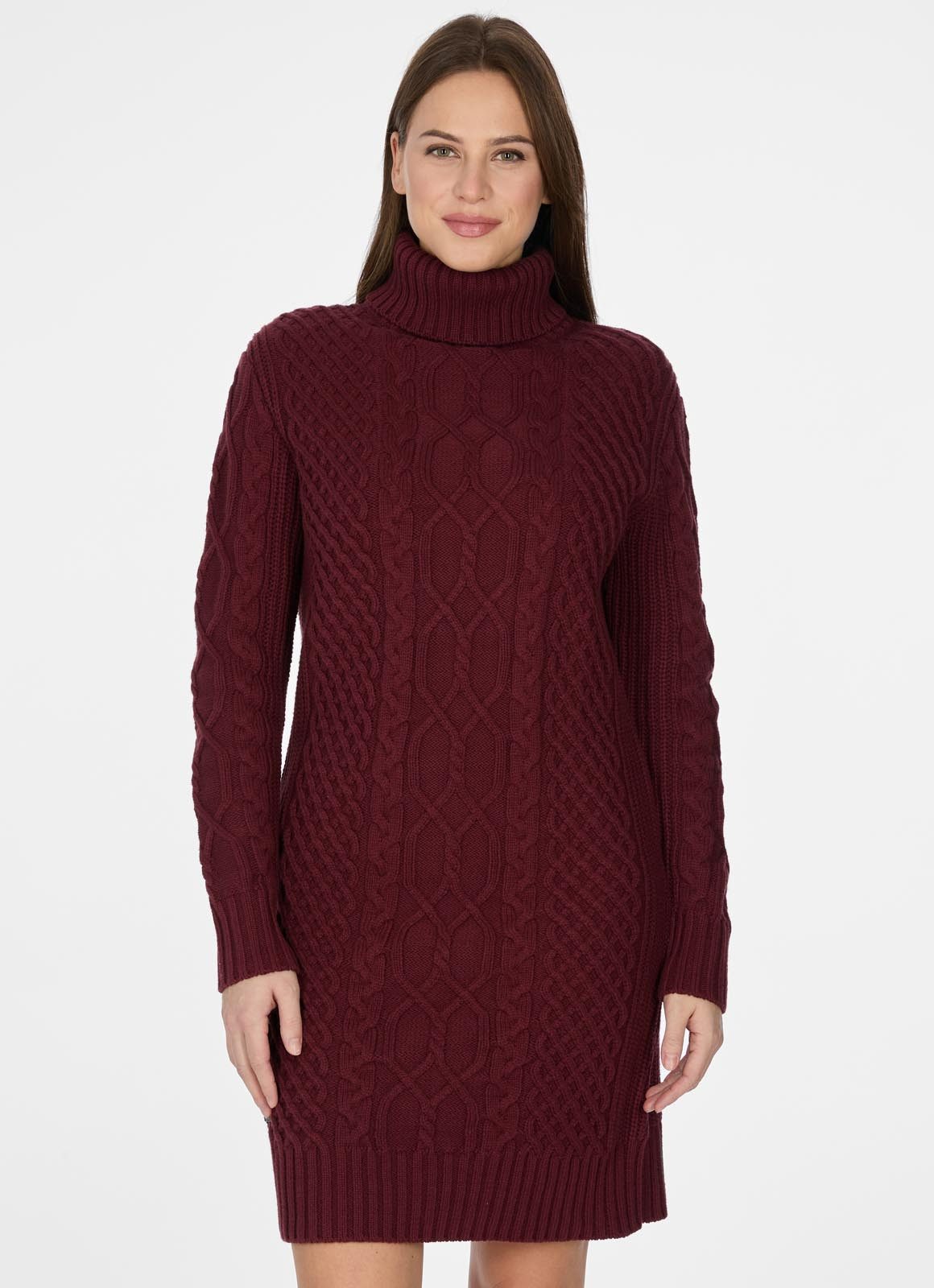 Ragwear Strickkleid ODREI mit Rollkragen und tollem Zopfstrickmuster