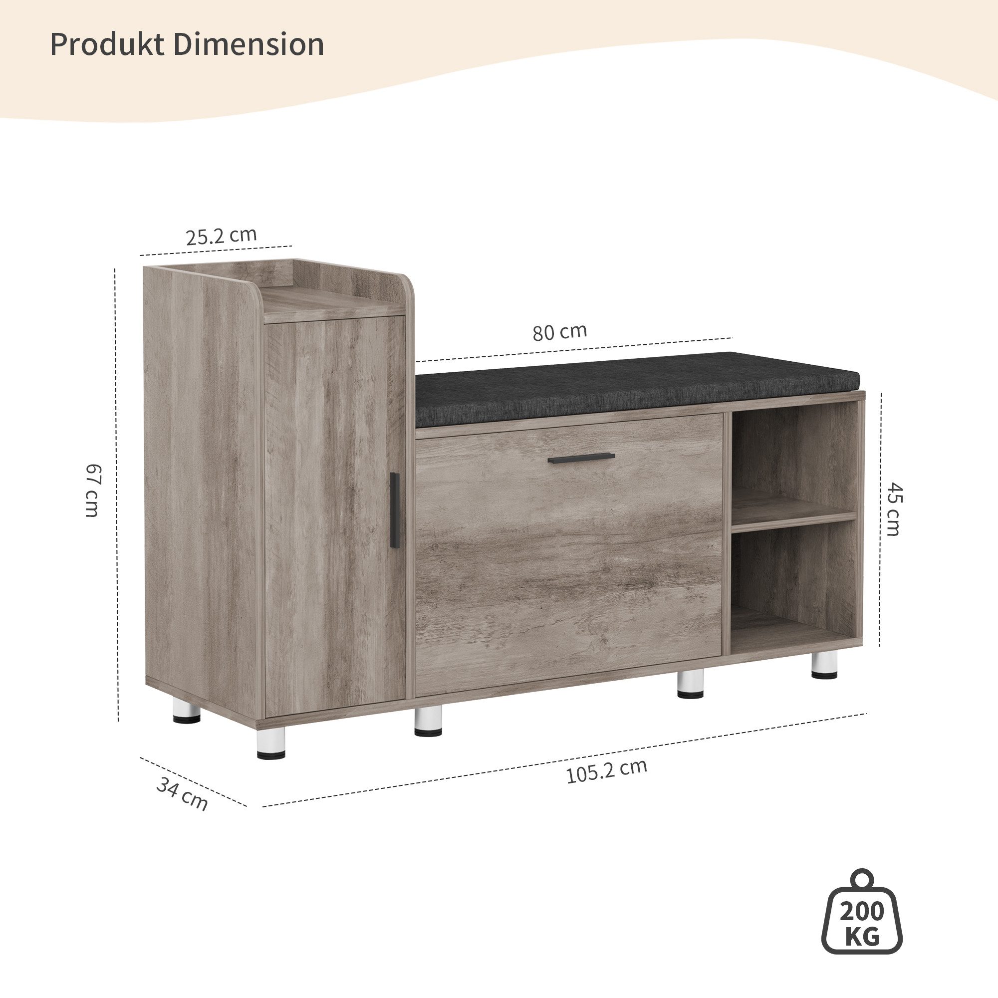FiveWillowise Schuhschrank mit Sitzfläche & Stauraum, günstig online kaufen