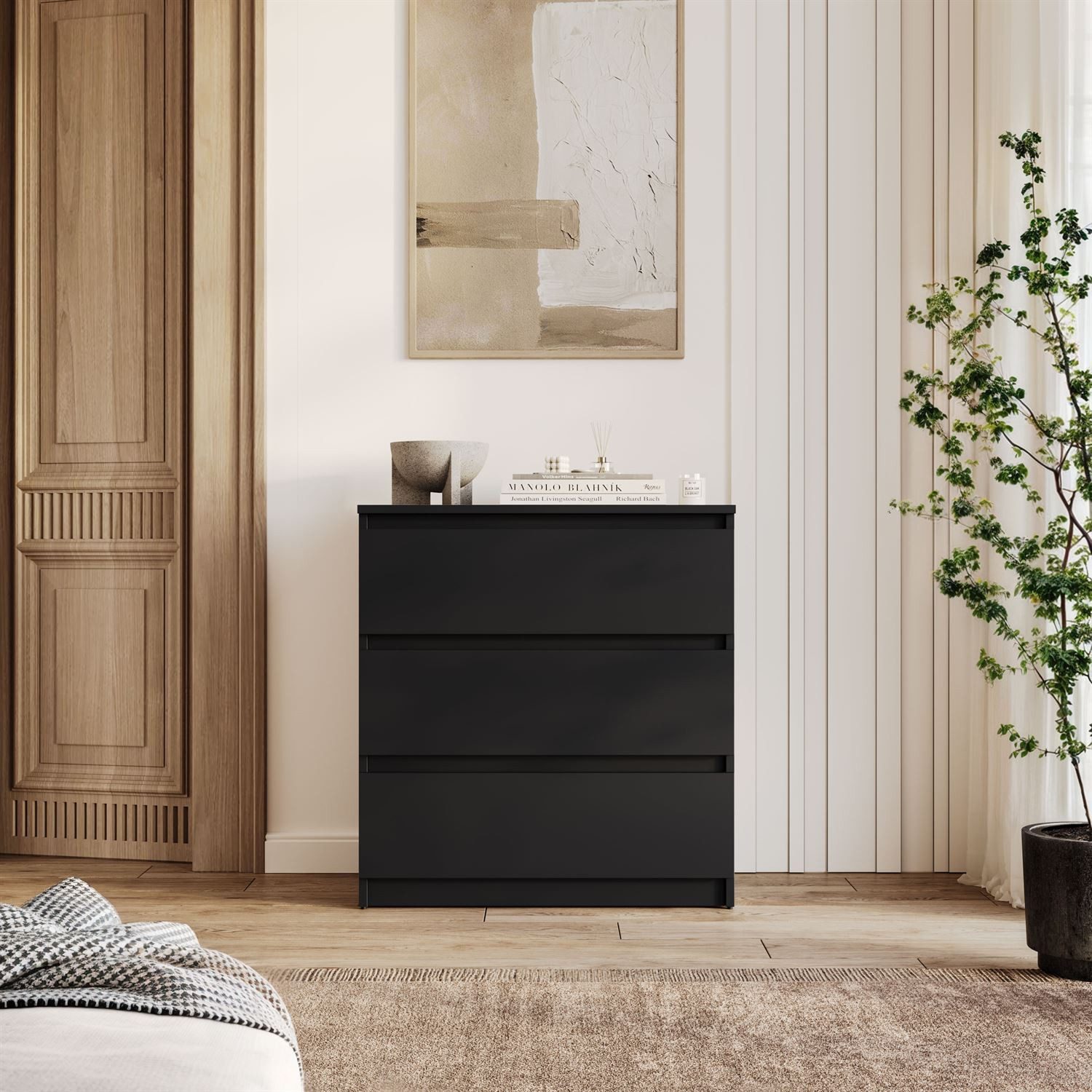 Lookway Kommode HANA M3 mit 3 Schubladen – modernes Design & praktische Aufbewahrung, Breite: 70 cm