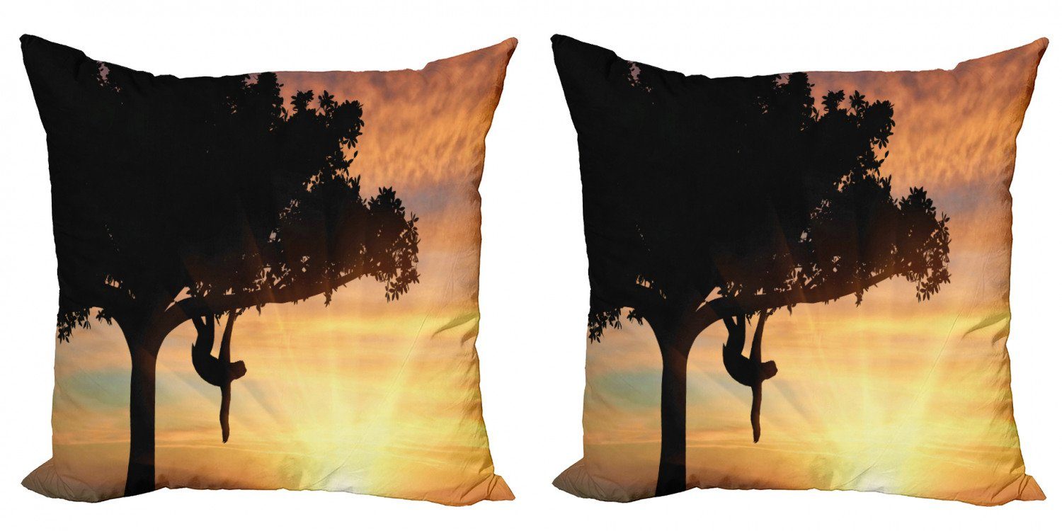 Modern Sunset Exotische Faultier (2 Tiere Abakuhaus Accent Digitaldruck, Kissenbezüge View Stück), Doppelseitiger