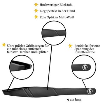 K-Pro Augenbrauenpinzette zum Augenbrauen zupfen Schräg Profi Edelstahl 1 Stück (Schwarz)