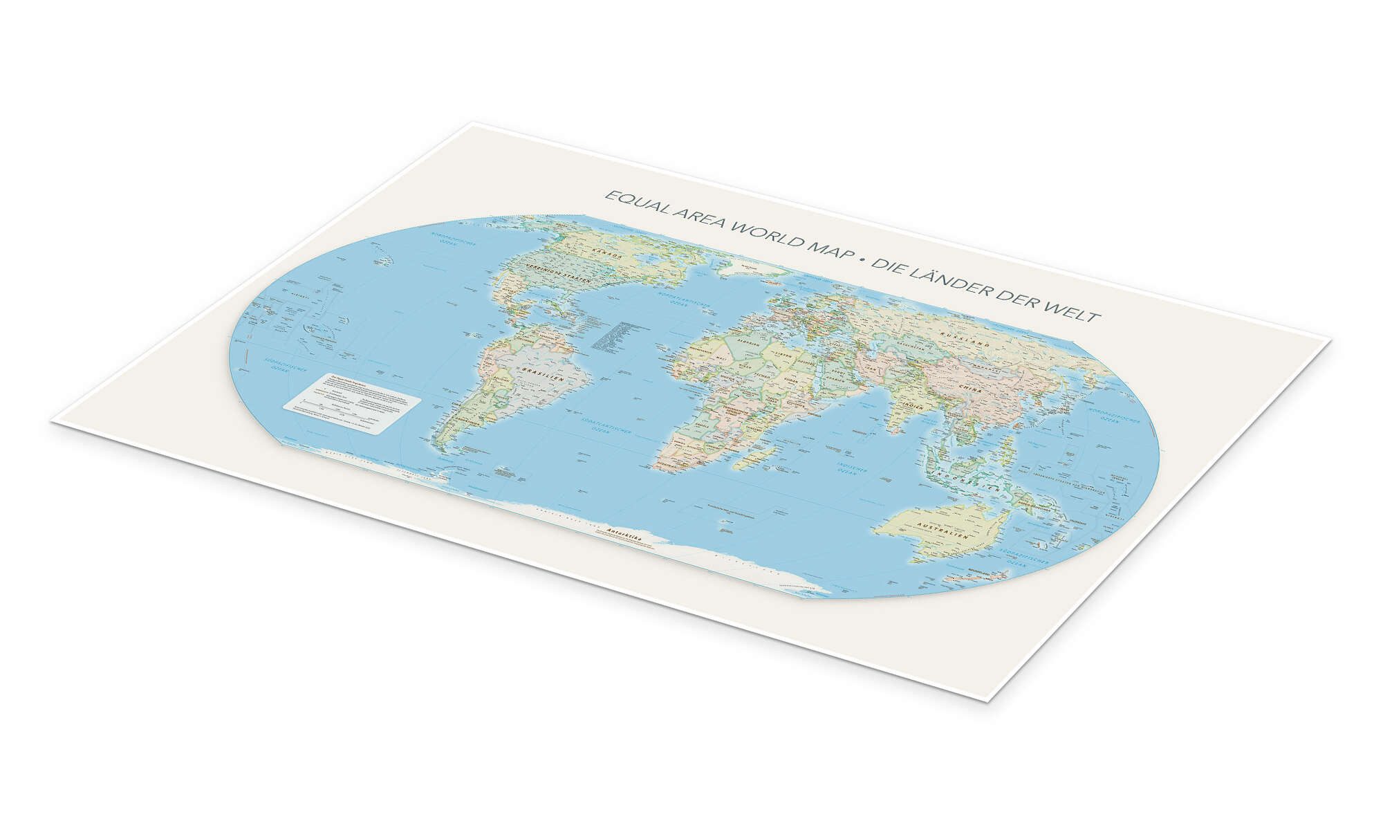 Posterlounge Wandbild Equal Area World Map, Länder der Welt, Editors Choice, erhältlich als Poster, Leinwandbild, Wandsticker oder Acrylglasbild