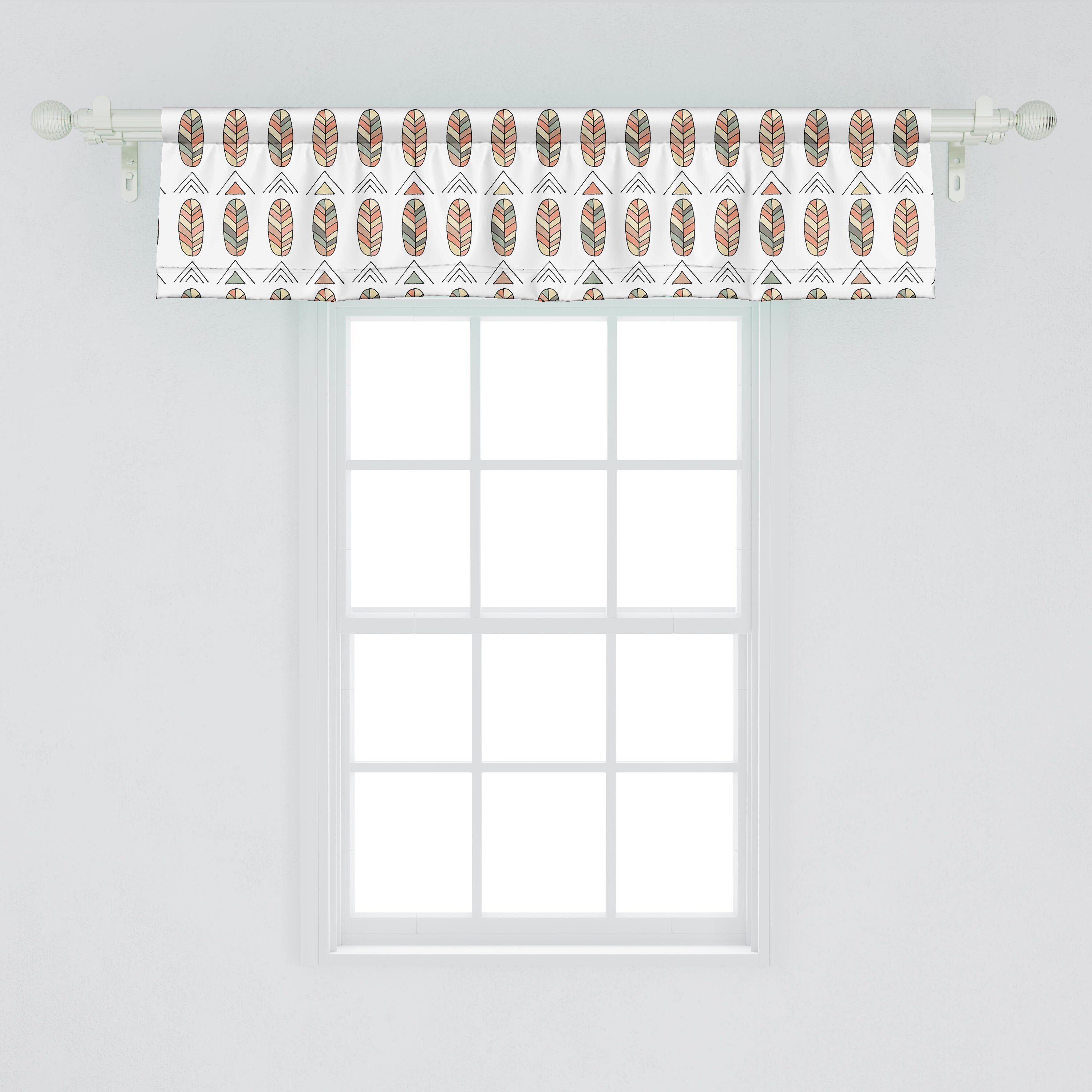 Scheibengardine Vorhang Volant gezeichnete Abakuhaus, Blätter Kunst Grund mit für Stangentasche, Microfaser, Hand Schlafzimmer Dekor Küche Lachs