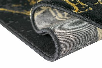 Teppich Teppich modern Wohnzimmerteppich Marmor Optik schwarz gold, Carpetia, rechteckig, Höhe: 12 mm