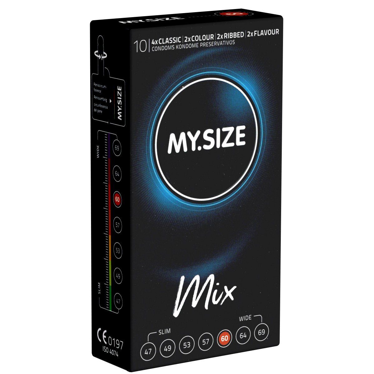 MY.SIZE XXL-Kondome Classic 60 MIX Packung mit, 10 St., im gemischten Меню, Kondome für besten Tragekomfort und Sicherheit