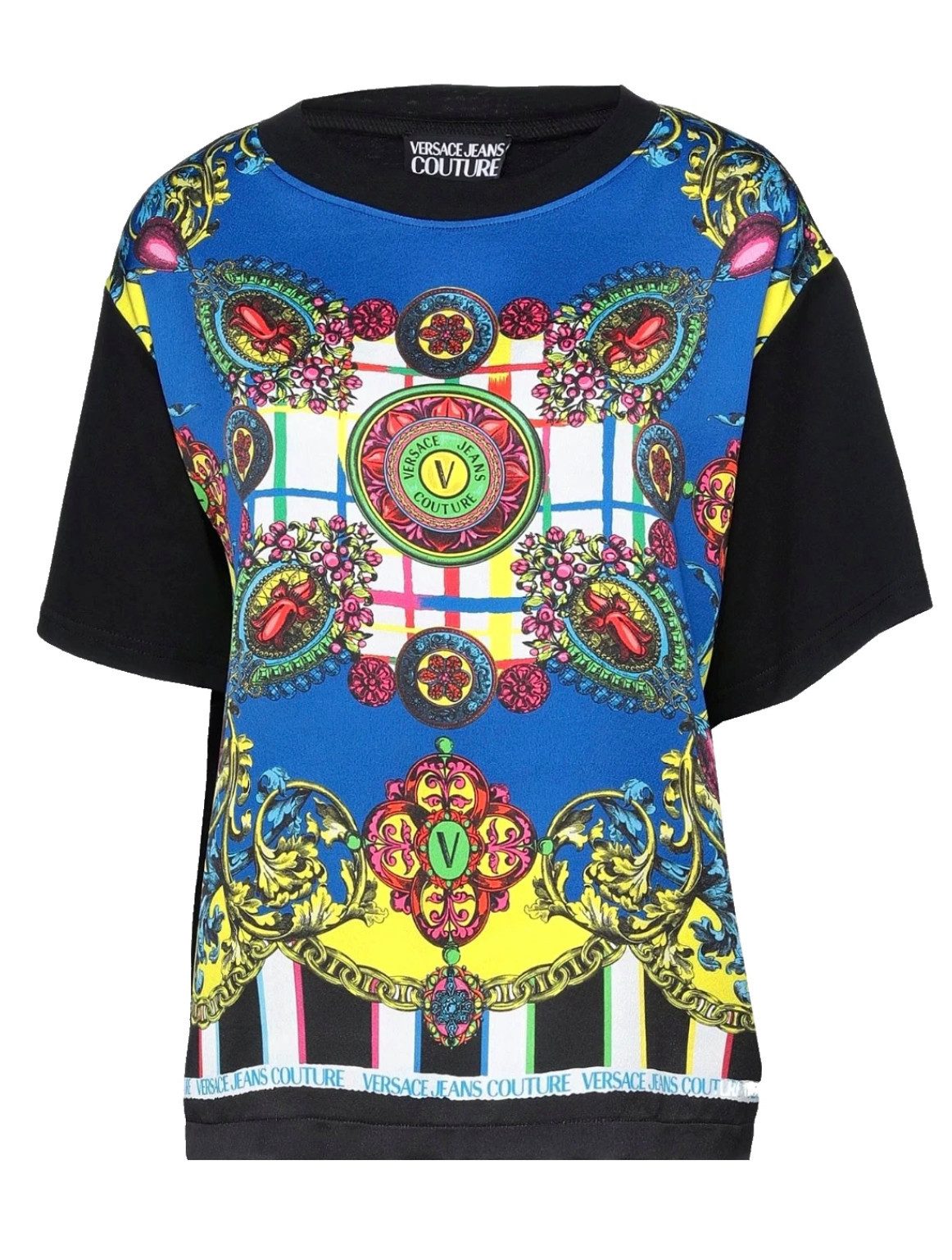 Versace Print-Shirt Damen Barock T-Shirt Bluse Multicolor Statement aus Far günstig online kaufen