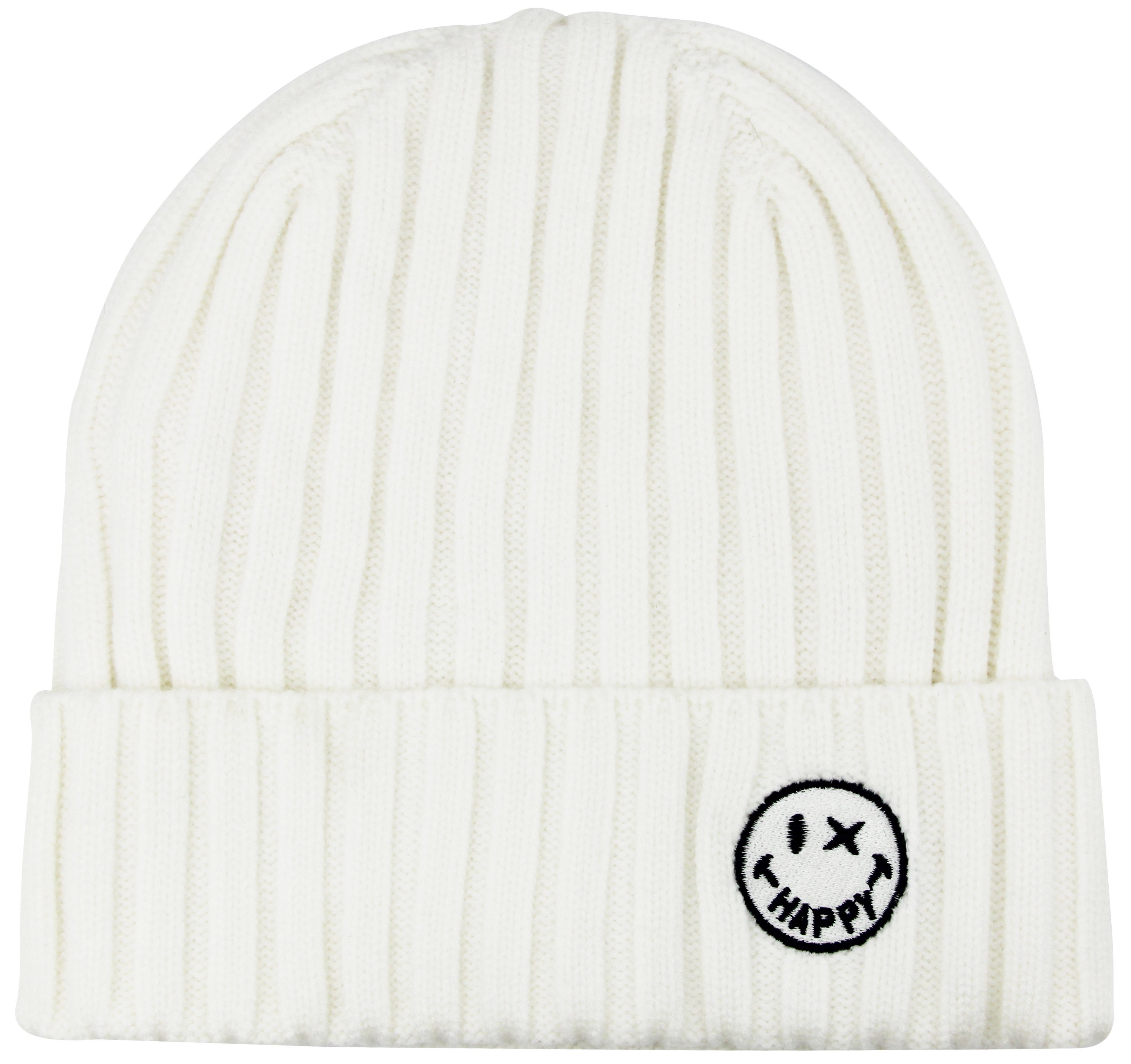 Beanie Frentree M2022SM warmem Innenfutter, mit One-Size Weiß gefüttert Strickmütze Strickmütze