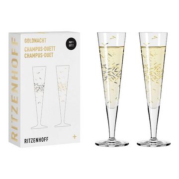 Ritzenhoff Champagnerglas Goldnacht Champagnergläser 205 ml 2er Set, Kristallglas